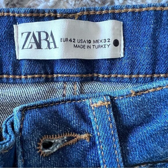 ZARA The Low Rise Cropped In Indigo Slim Fit Flared Leg Low Waist Size USA 10. - Picture 10 of 10